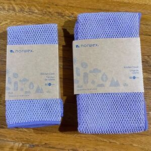 Norwex Kitchen Towel and Kitchen Cloth Set of 2 Amethyst NWT